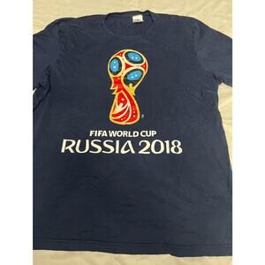 FIFA World Cup Russia 2018 Official Trophy Graphic T-Shirt Navy Blue Men's XL